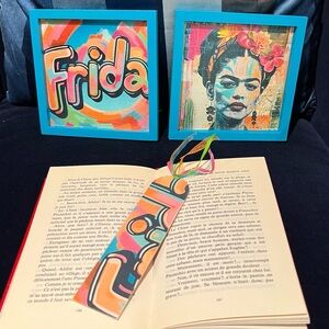 Frida Kahlo Art Set - Vibrant Blue and Multicolor